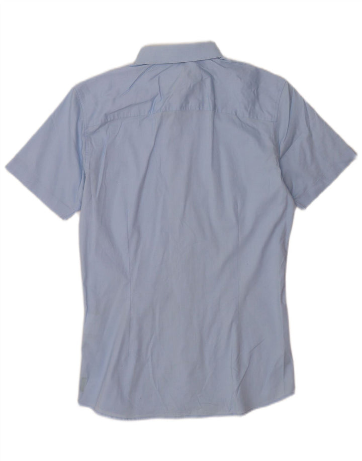 Jack & Jones Mens Short Sleeve Shirt Size 40 Medium Blue Cotton