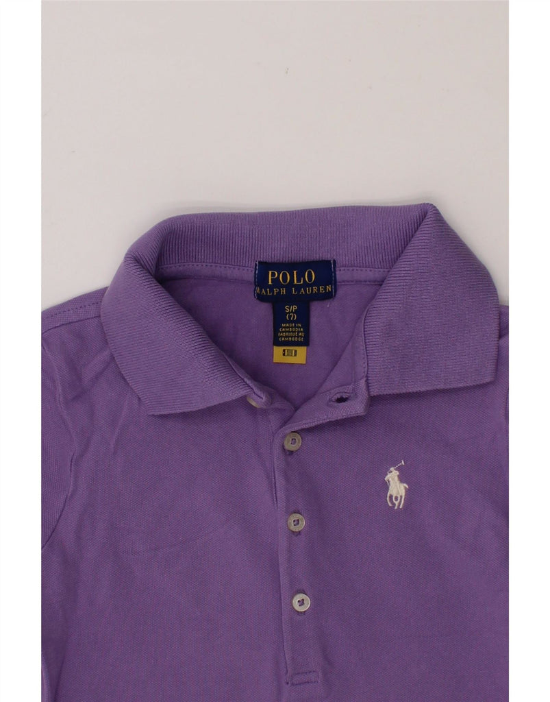 POLO RALPH LAUREN Girls Polo Shirt 6-7 Years Small Purple Cotton Vintage Polo Ralph Lauren and Second-Hand Polo Ralph Lauren from Messina Hembry 