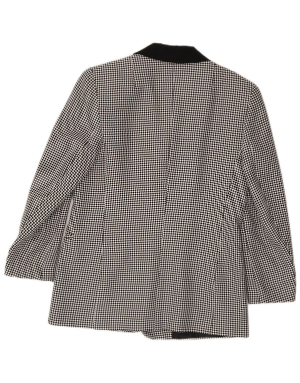 Canda Womens 3 Button Blazer Jacket UK 10 Small Black Houndstooth Polyester