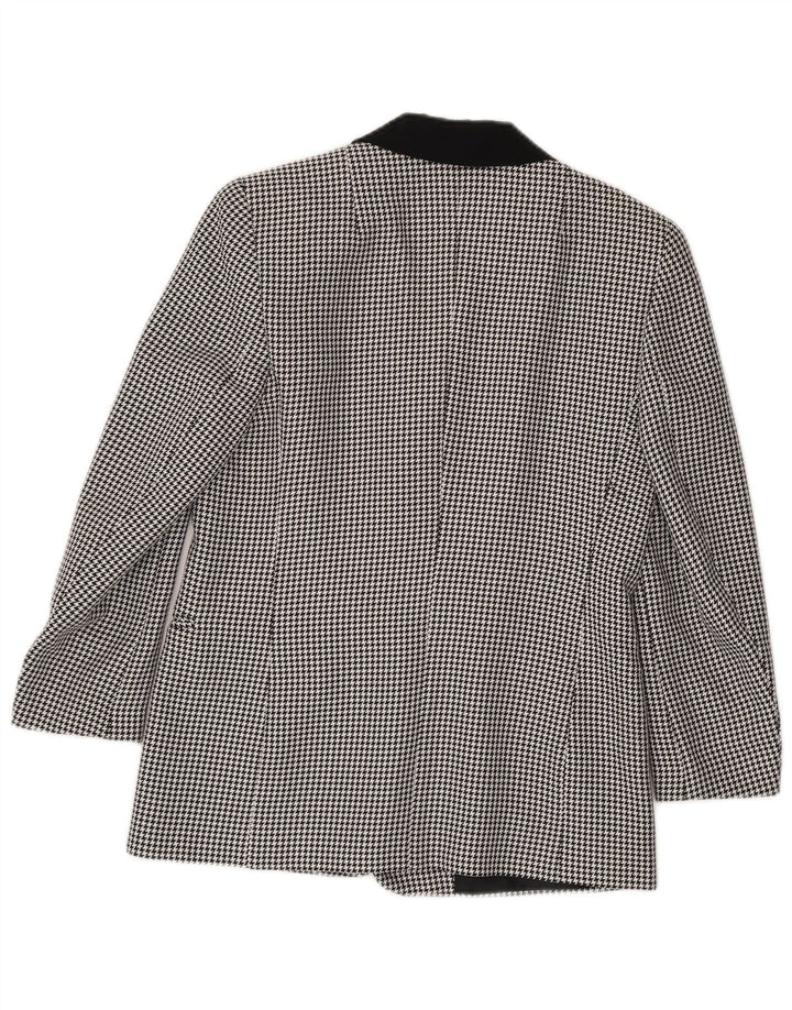 Canda Womens 3 Button Blazer Jacket UK 10 Small Black Houndstooth Polyester