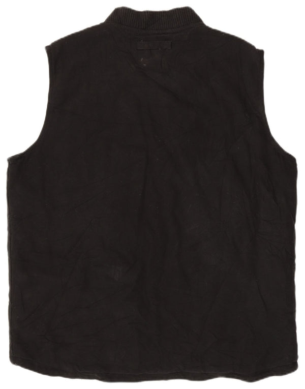 Vintage Mens Tall Utility Gilet UK 42 XL Black Cotton