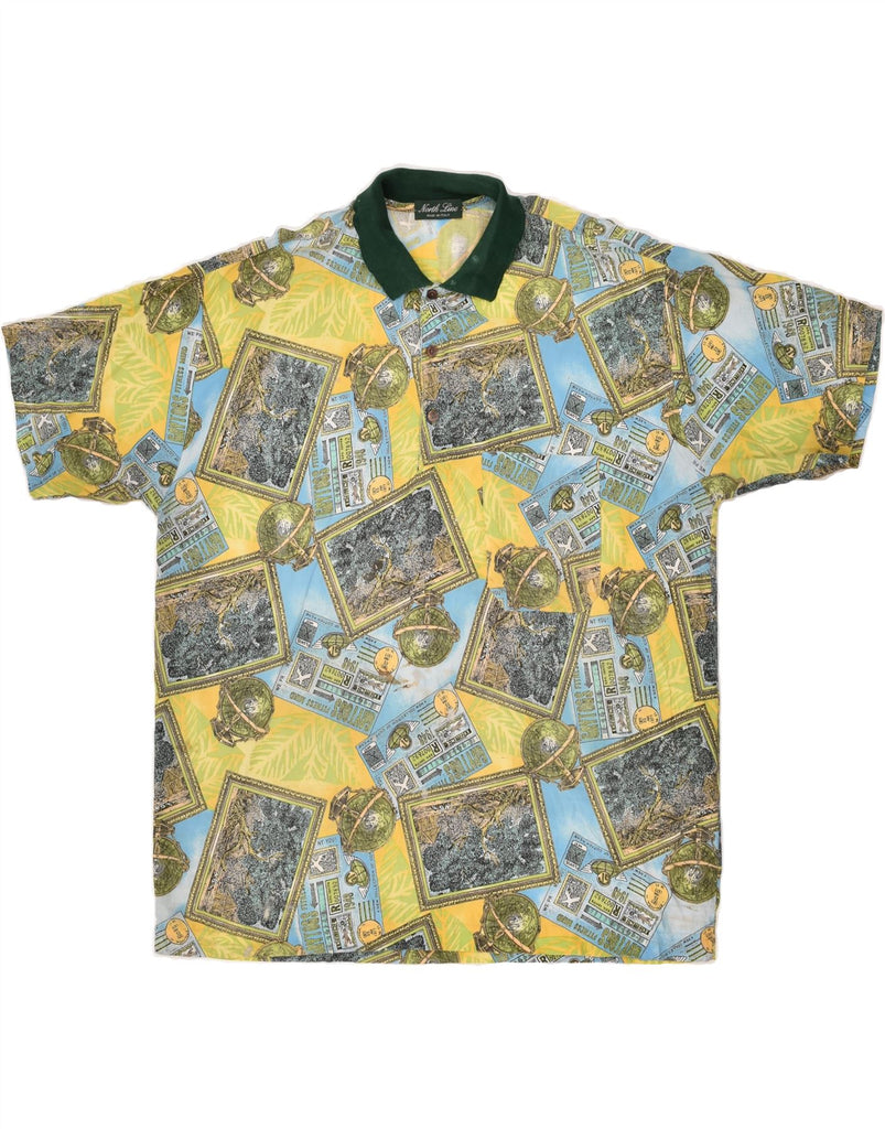 VINTAGE Mens Polo Shirt Large Yellow Patchwork | Vintage Vintage | Thrift | Second-Hand Vintage | Used Clothing | Messina Hembry 