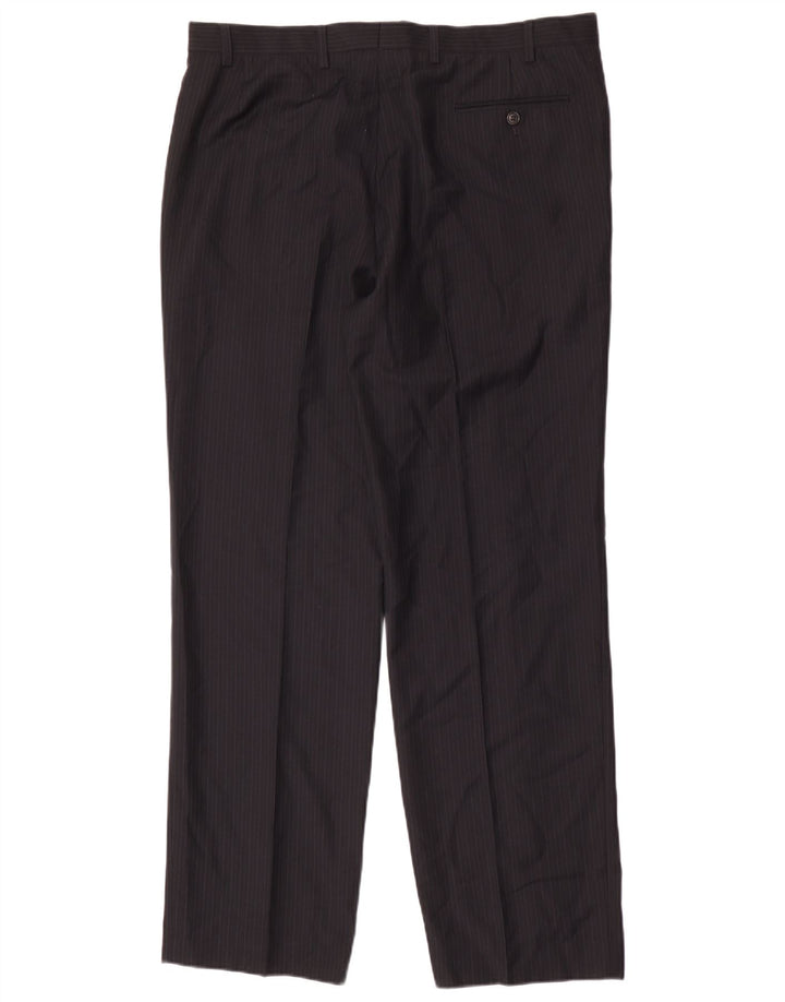 Marks & Spencer Mens Suit Trousers W38 L33 Navy Blue Striped Polyester