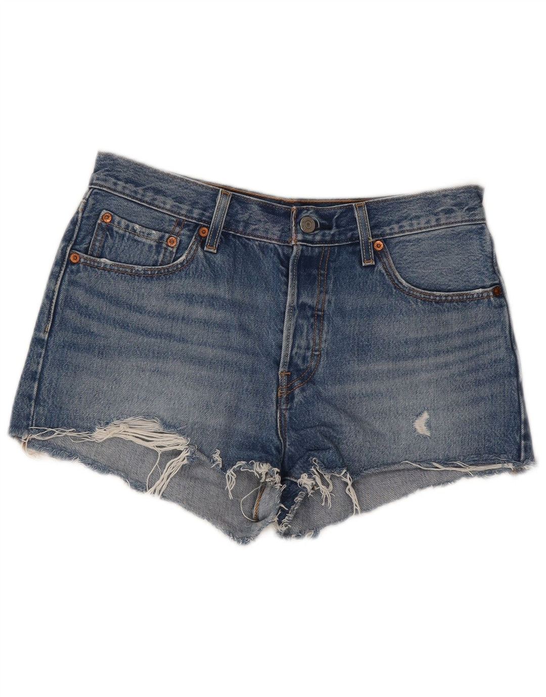 LEVI'S Womens 501 Distressed Denim Shorts W28 Medium Blue