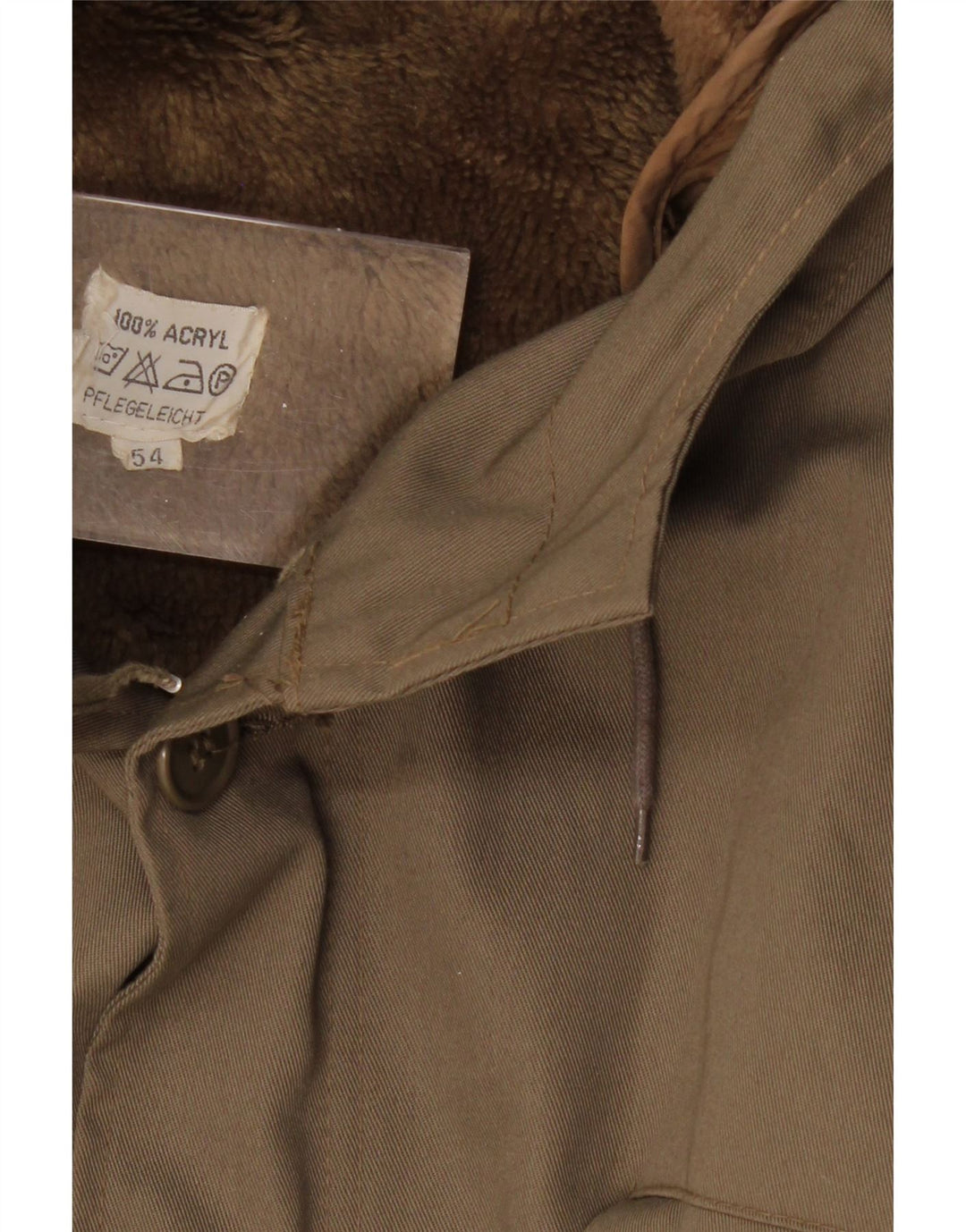 VINTAGE Mens Military Hooded Parka Jacket IT 54 2XL Khaki Cotton