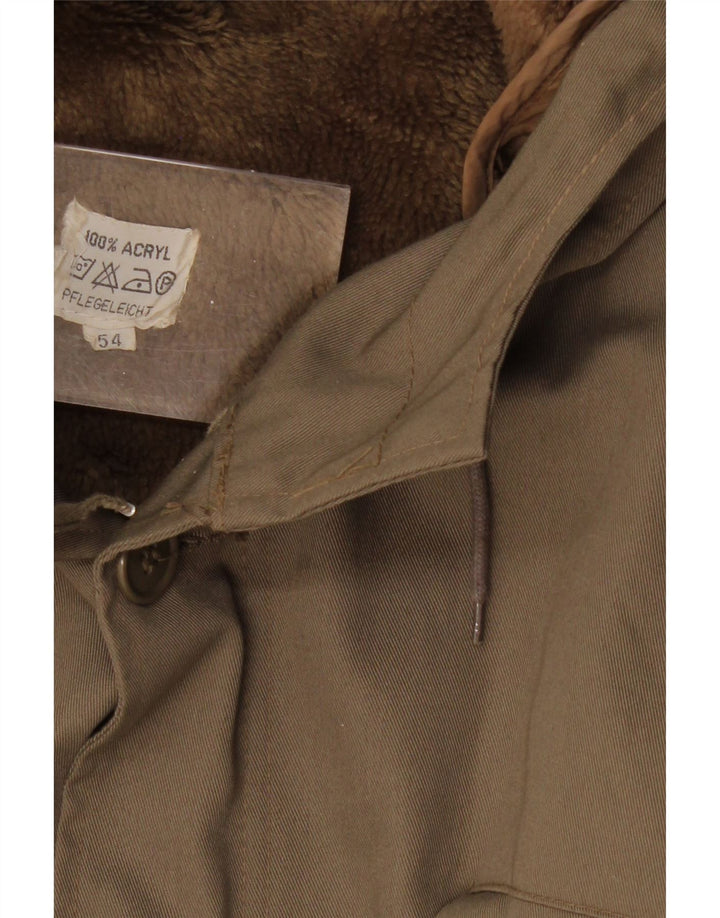 VINTAGE Mens Military Hooded Parka Jacket IT 54 2XL Khaki Cotton