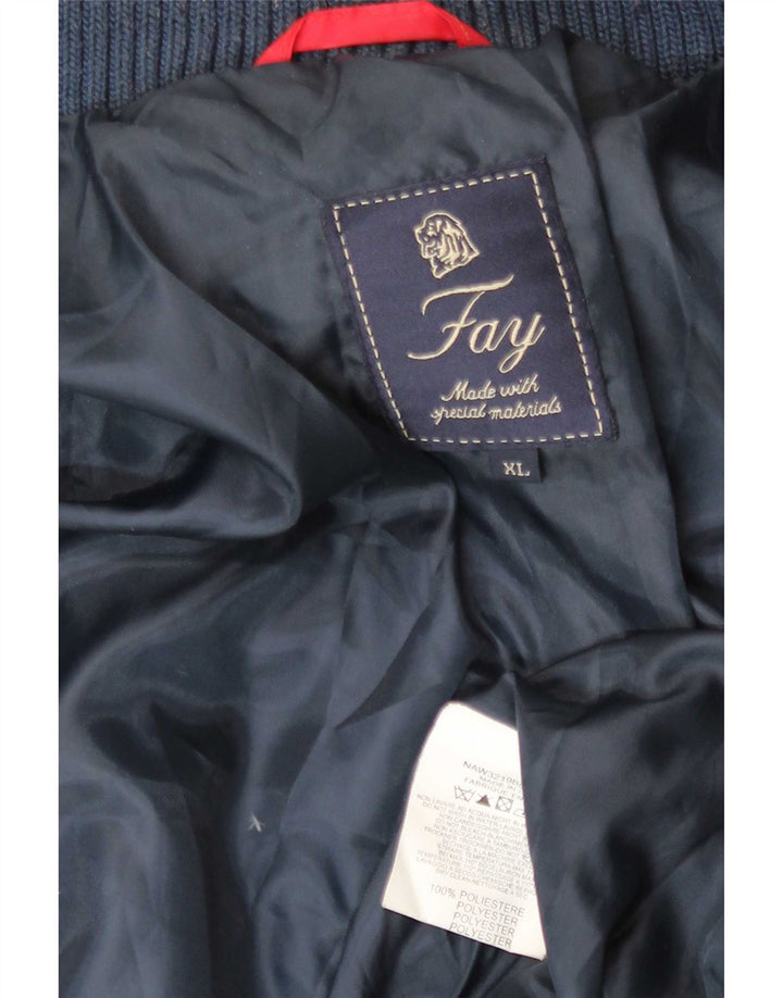 Fay Mens Padded Jacket UK 42 XL Navy Blue Polyester