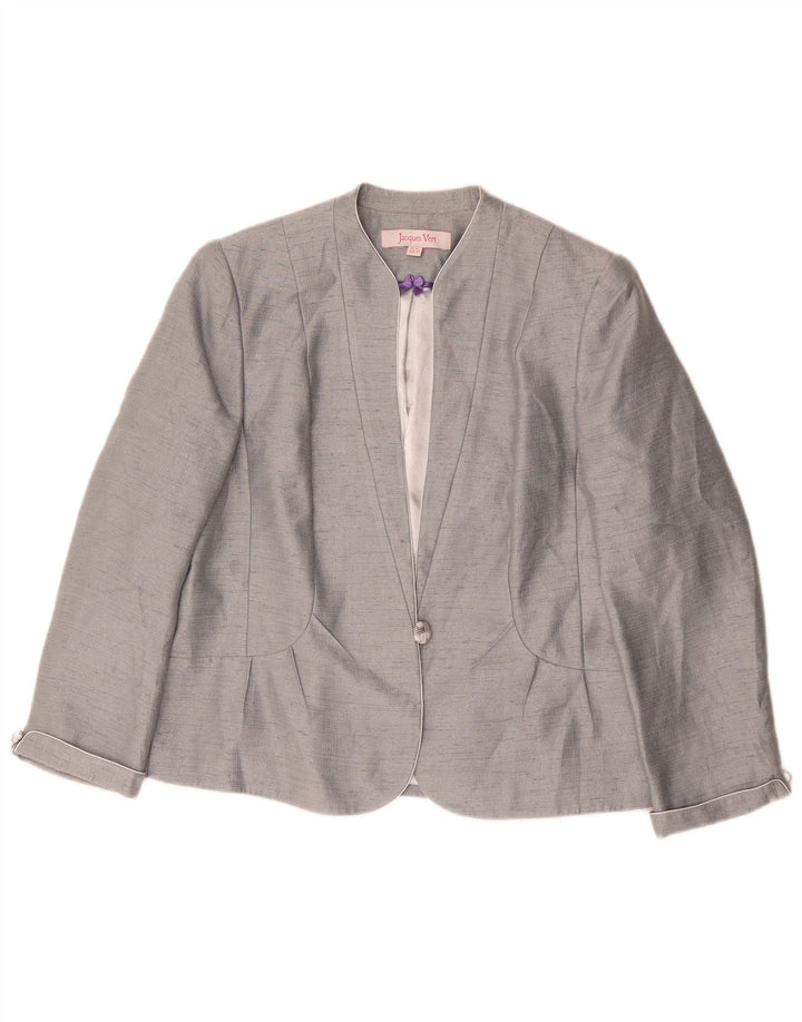 Jacques Vert Womens 1 Button Blazer Jacket UK 16 Large Grey Viscose