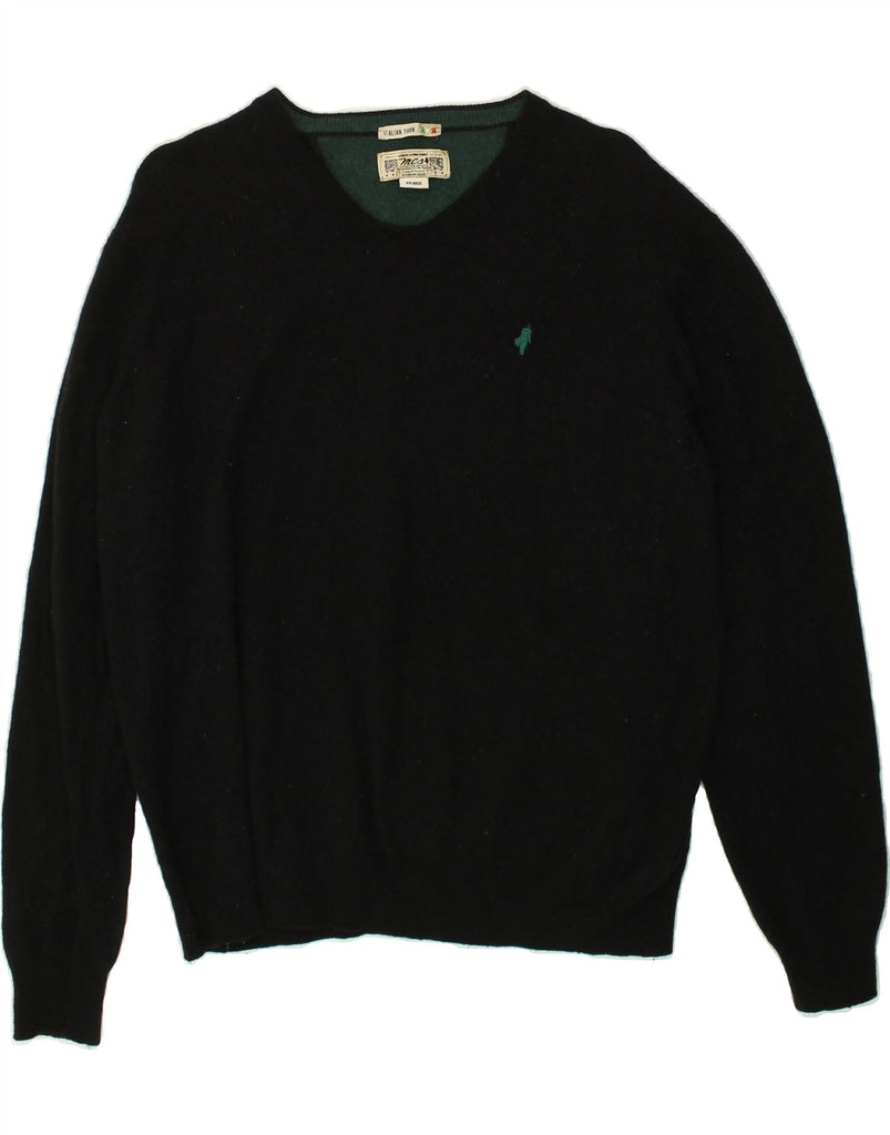 MARLBORO CLASSICS Mens V-Neck Jumper Sweater 2XL Black Wool | Vintage Marlboro Classics | Thrift | Second-Hand Marlboro Classics | Used Clothing | Messina Hembry 