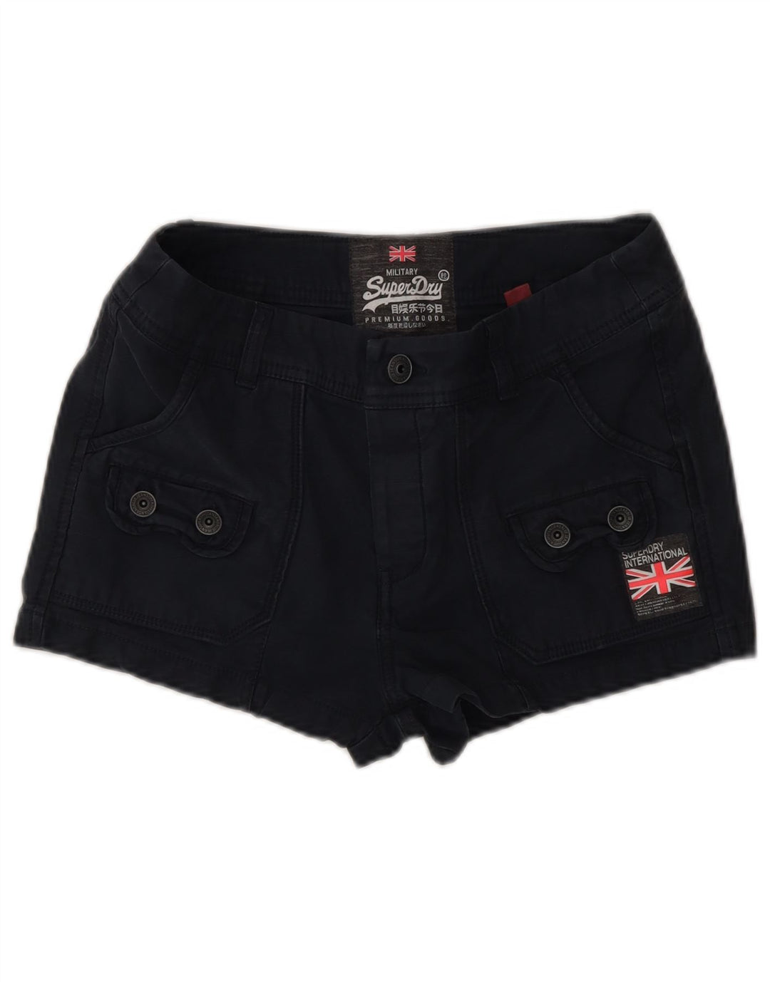 Superdry Womens Cargo Shorts XS W28  Black Cotton