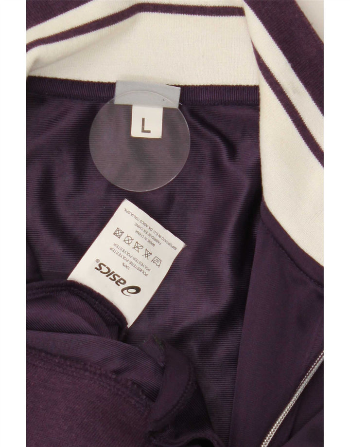 Asics Womens Tracksuit Top Jacket UK 14 Large Purple Colourblock Polyester
