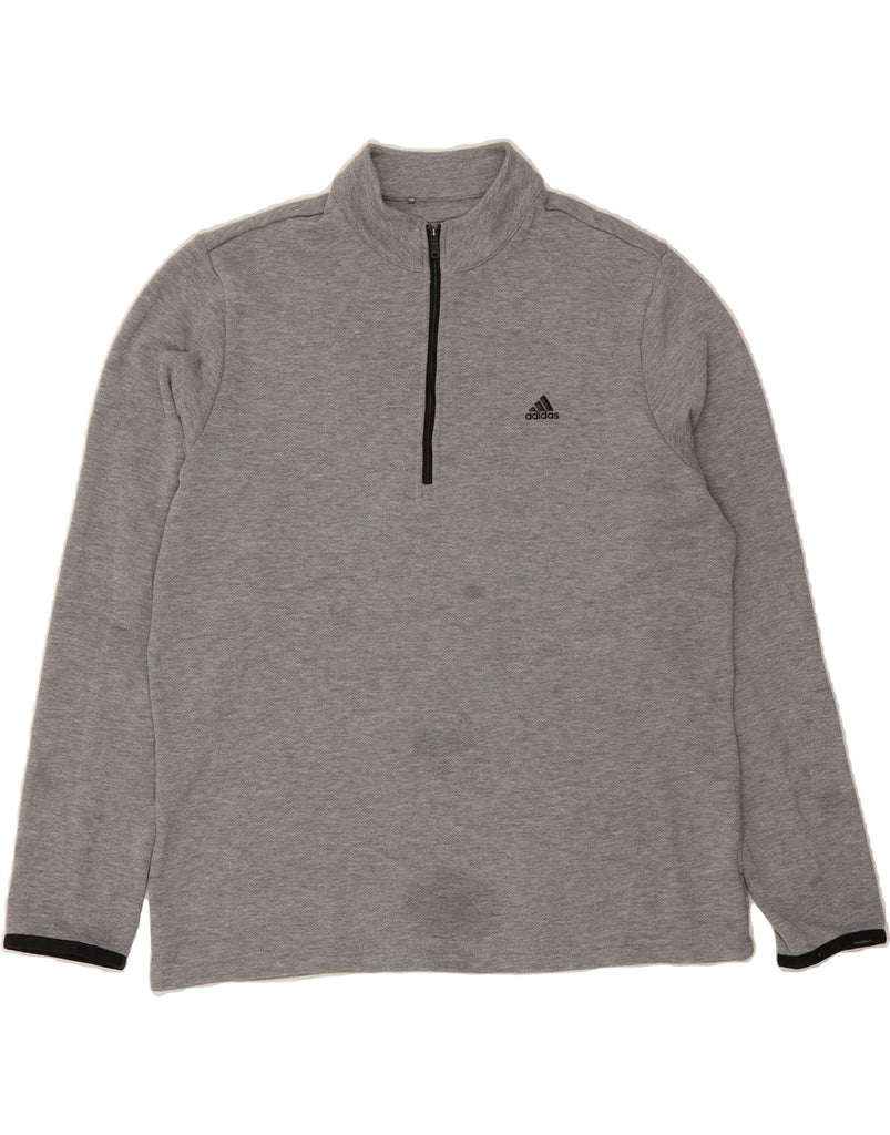 ADIDAS Mens Zip Neck Pullover Tracksuit Top Large Grey Polyester Vintage Adidas and Second-Hand Adidas from Messina Hembry 
