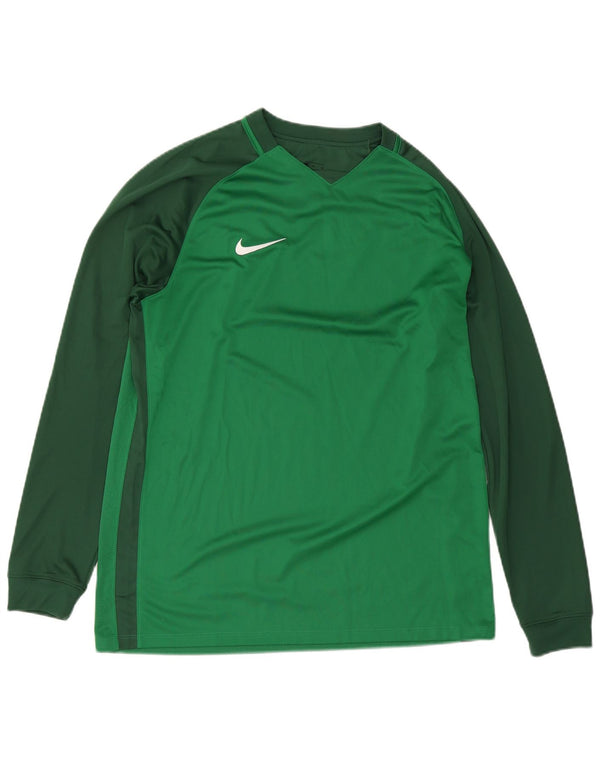 Nike Mens Dri Fit Top Long Sleeve XL Green Colourblock