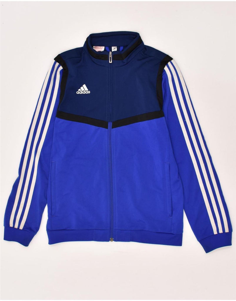 ADIDAS Boys Tracksuit Top Jacket 11-12 Years Blue Colourblock Polyester | Vintage Adidas | Thrift | Second-Hand Adidas | Used Clothing | Messina Hembry 