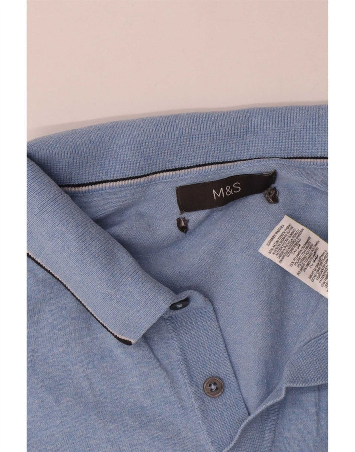 Marks & Spencer Mens Polo Shirt Medium Blue Cotton