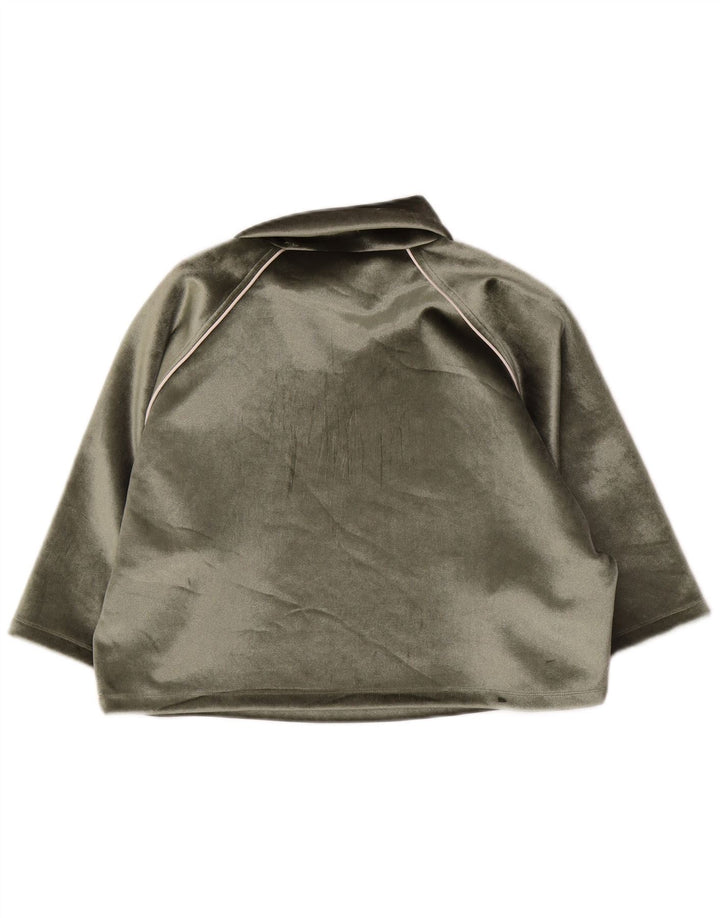 Adidas Womens Oversized Velour Top 3/4 Sleeve UK 8 Small Green Polyester