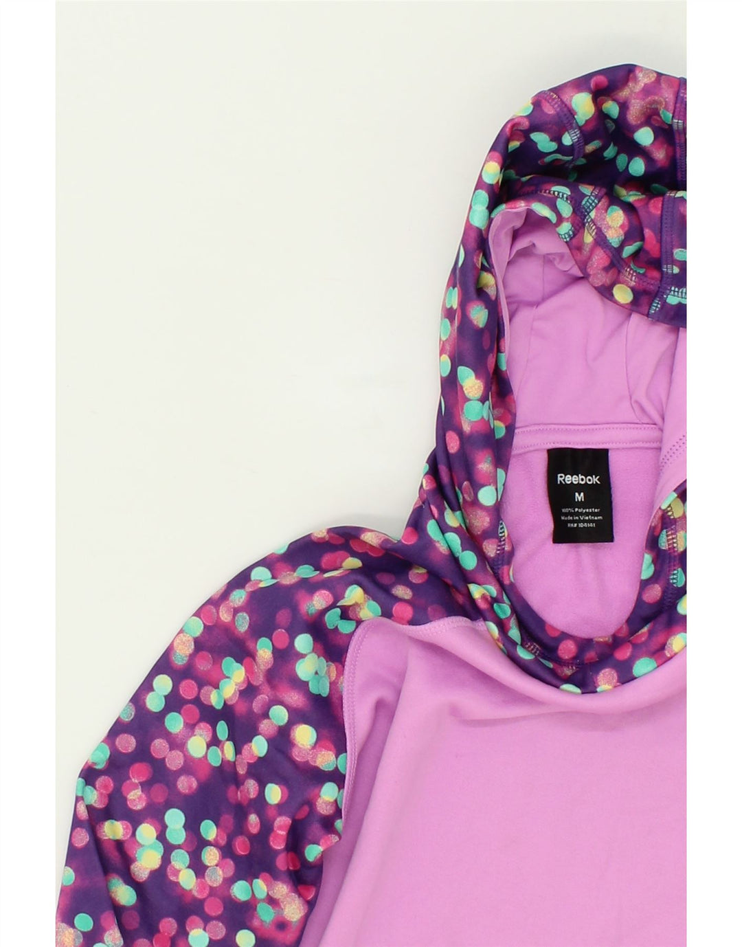 REEBOK Girls Hoodie Jumper 7-8 Years Medium Pink Polka Dot Polyester Vintage Reebok and Second-Hand Reebok from Messina Hembry 
