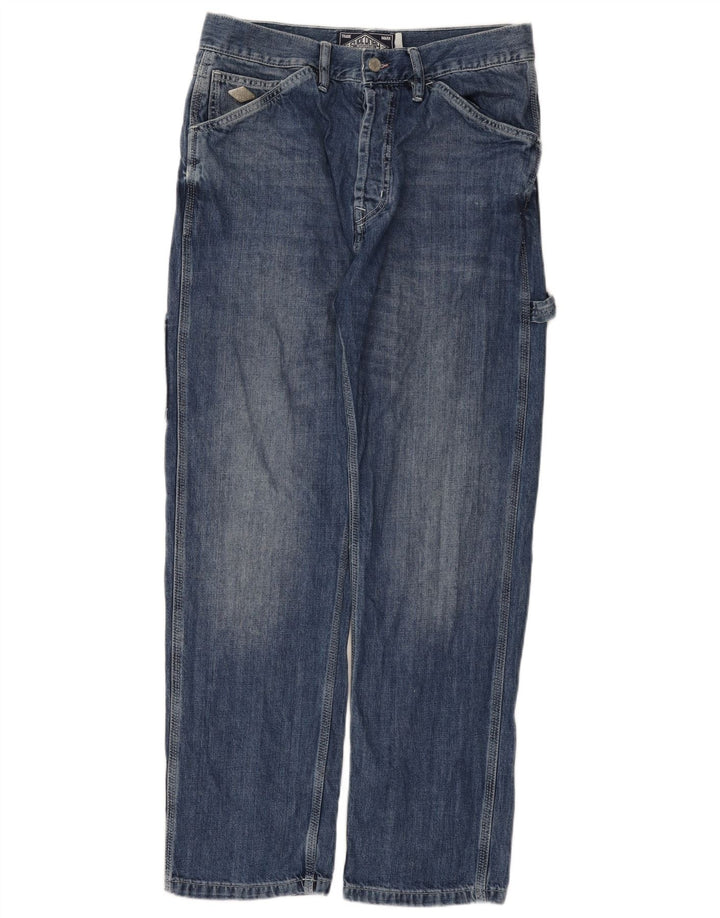 Superdry Mens Cargo Straight Jeans W31 L32 Blue Cotton