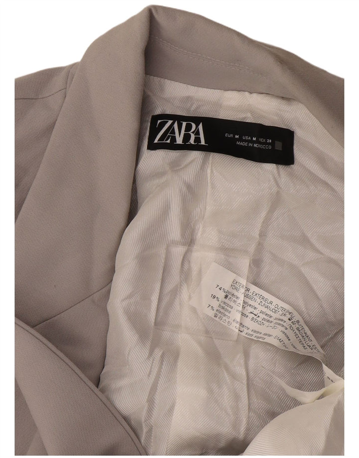 Zara Womens 1 Button Blazer Jacket UK 14 Medium Grey Polyester