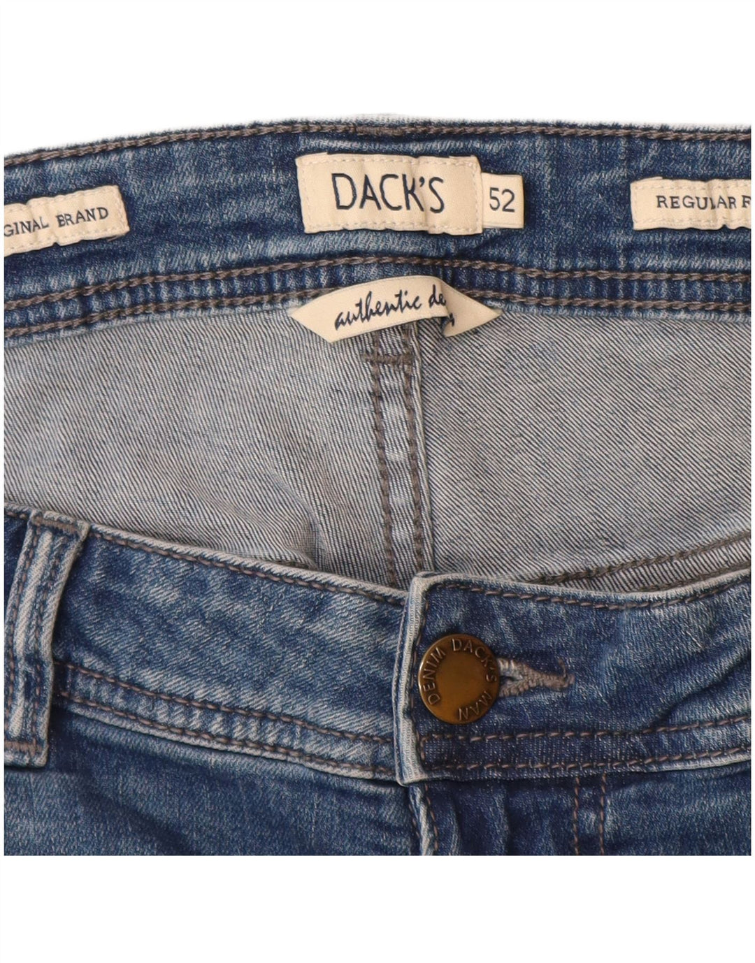 Dack's Mens Regular Fit Straight Jeans IT 52 XL W36 L33 Blue