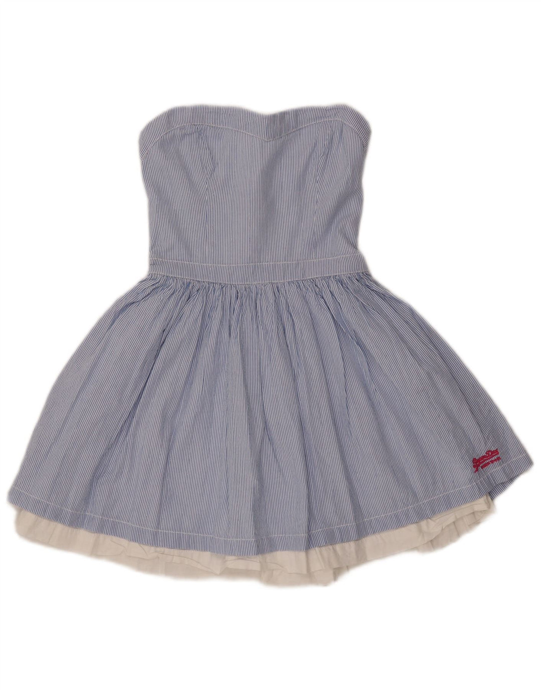 Superdry Womens Sleeveless Tunic Top UK 8 Small Blue Pinstripe Cotton