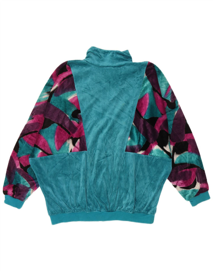 Schneider Womens Velour Tracksuit Top Jacket IT 44 Medium Blue Geometric