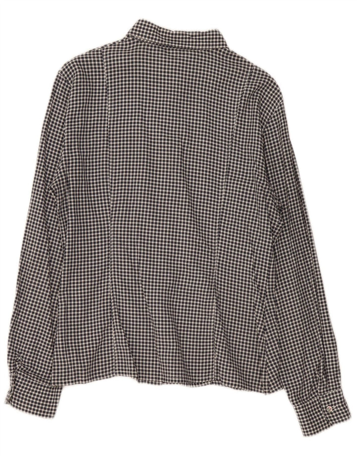 Vintage Womens Shirt IT 46 Large Black Gingham Cotton