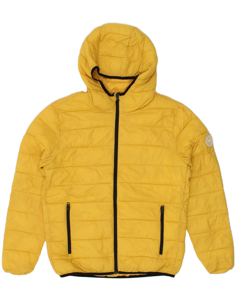 JACK & JONES Mens Hooded Padded Jacket UK 38 Medium Yellow | Vintage Jack & Jones | Thrift | Second-Hand Jack & Jones | Used Clothing | Messina Hembry 