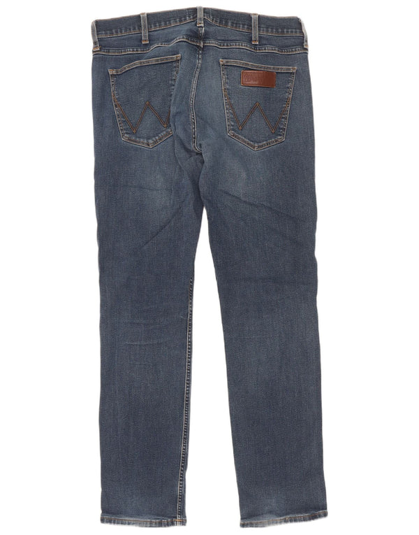 Wrangler Mens Regular Fit Straight Jeans W34 L32 Blue Cotton