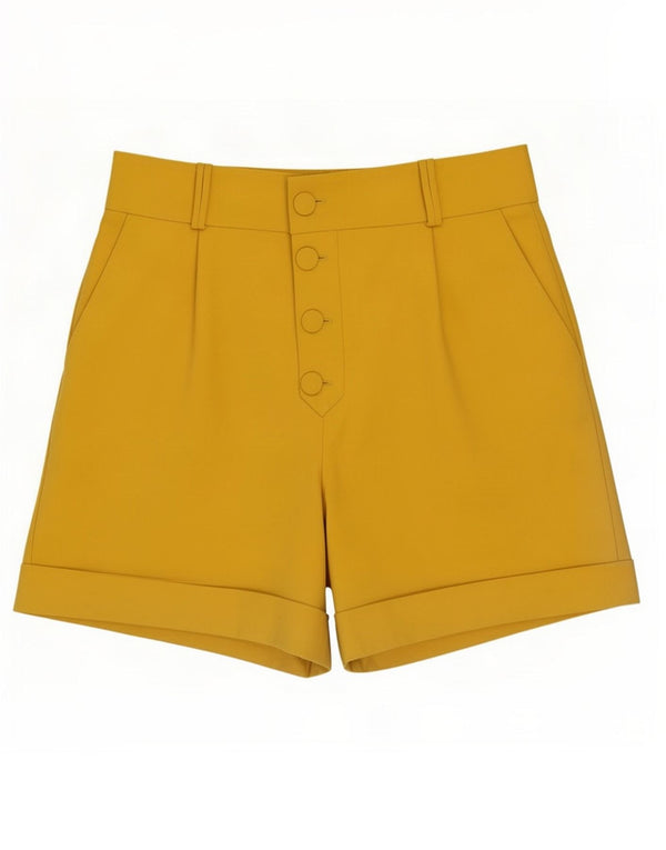 Zara Womens High Waist Chino Shorts Medium W28 Yellow Polyester