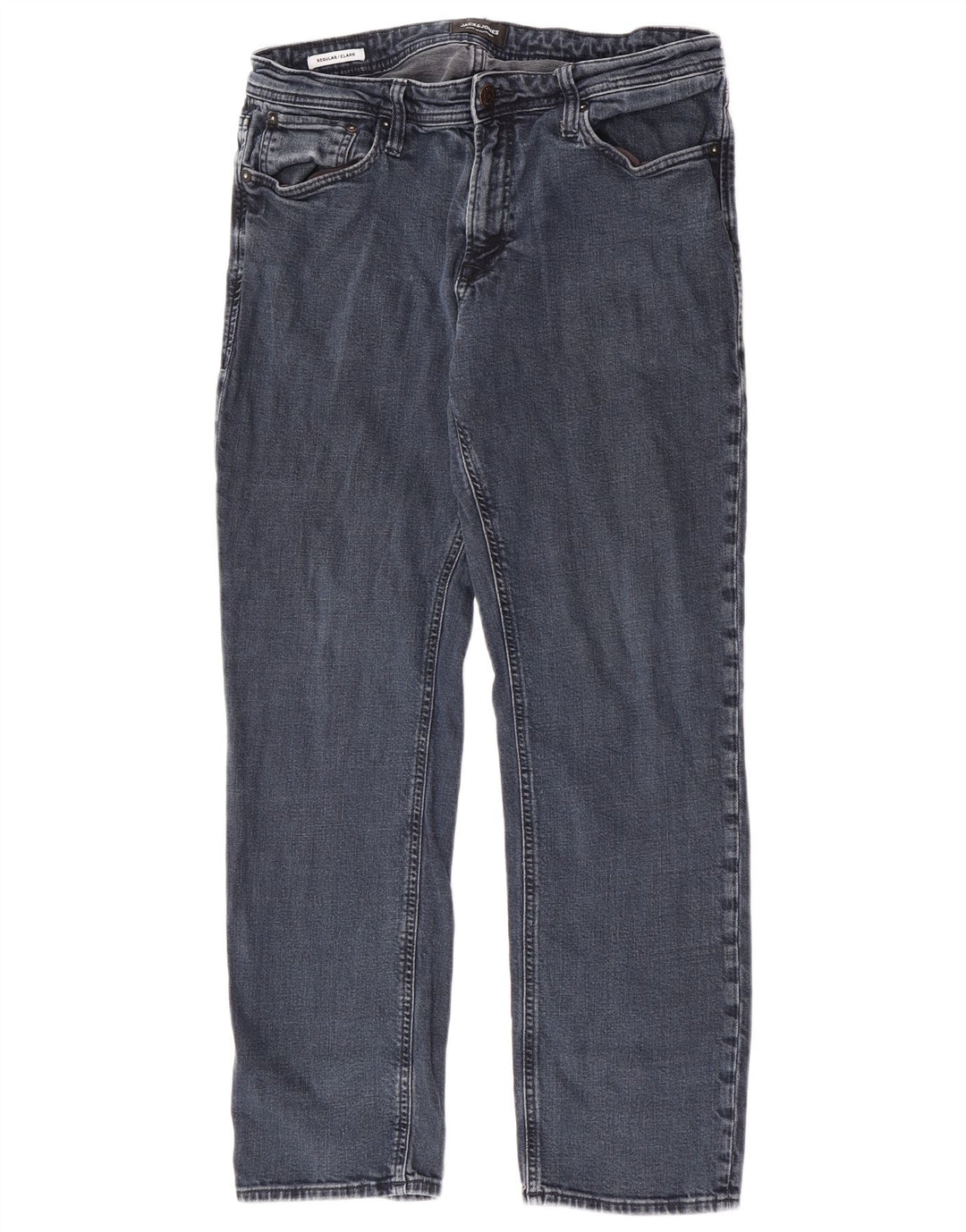 Jack & Jones Mens Clark Regular Straight Jeans W34 L29 Blue Cotton