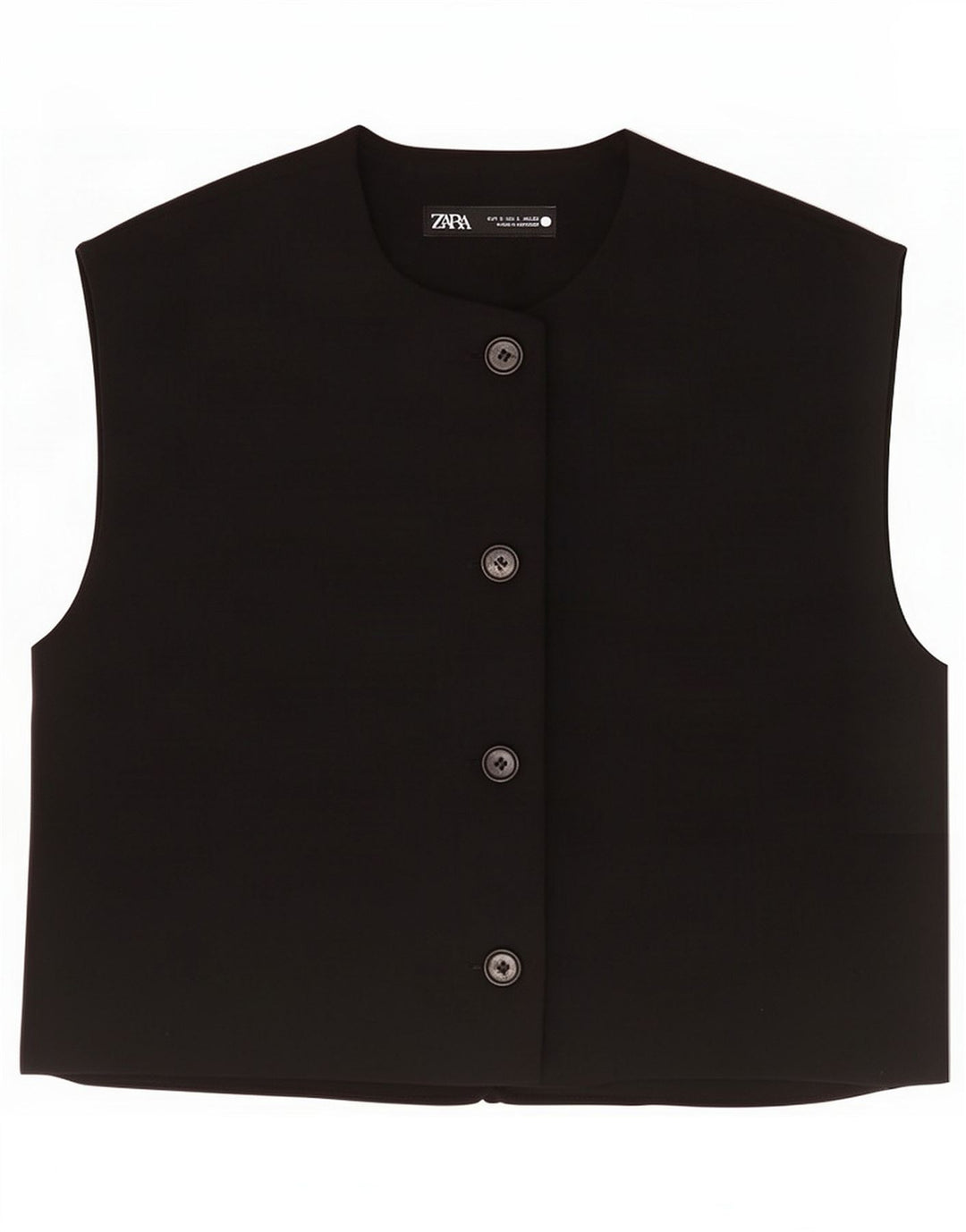 Zara Womens Crop Waistcoat UK 10 Small Black Polyester