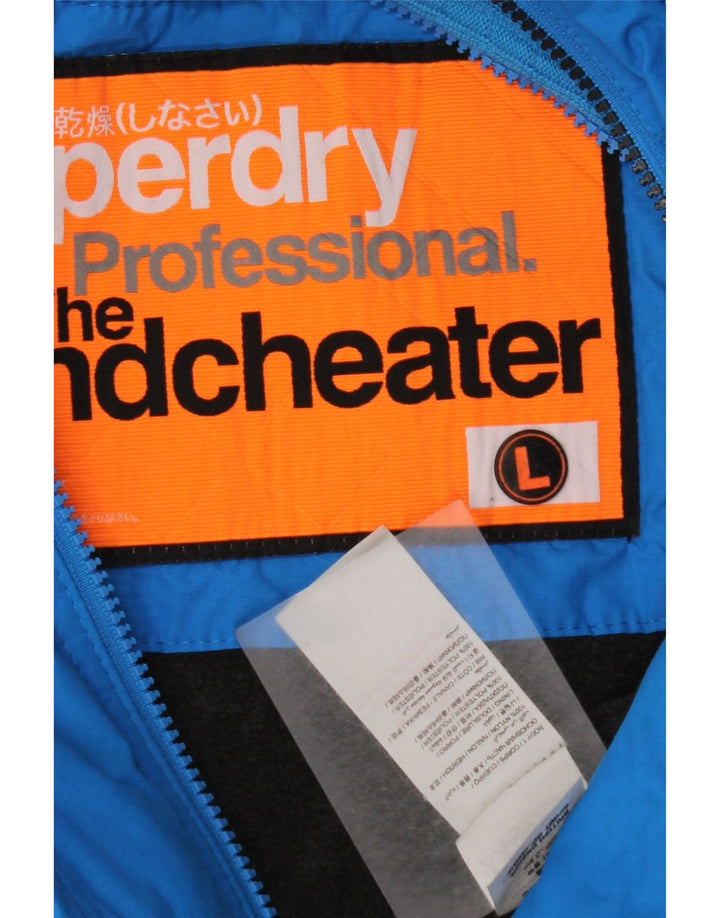 SUPERDRY Mens The Windcheater Hooded Windbreaker Jacket UK 40 Large Blue