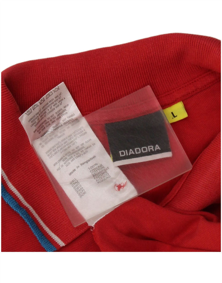 DIADORA Mens Polo Shirt Large Red Cotton