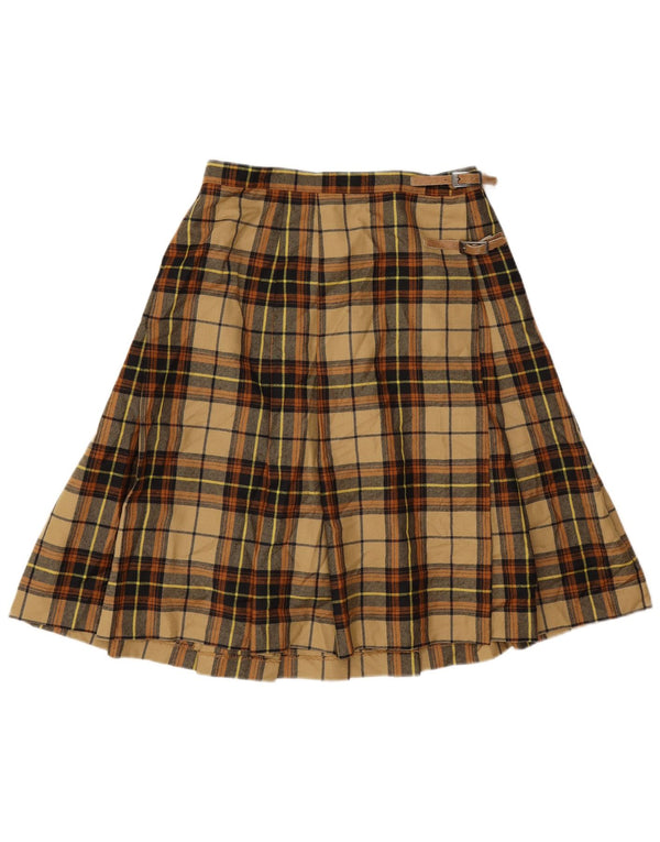 Gino Sartore Womens Wrap Skirt IT 42 Medium W28 Beige Plaid Wool
