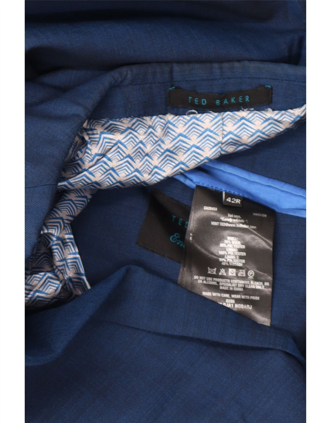 Ted Baker Mens 2 Button Blazer Jacket UK 42 XL Blue Wool