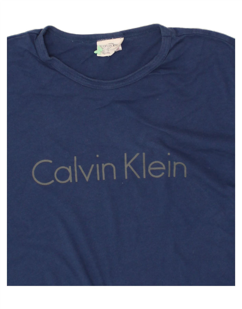 CALVIN KLEIN Mens Graphic T-Shirt Top Medium Navy Blue Cotton | Vintage Calvin Klein | Thrift | Second-Hand Calvin Klein | Used Clothing | Messina Hembry 