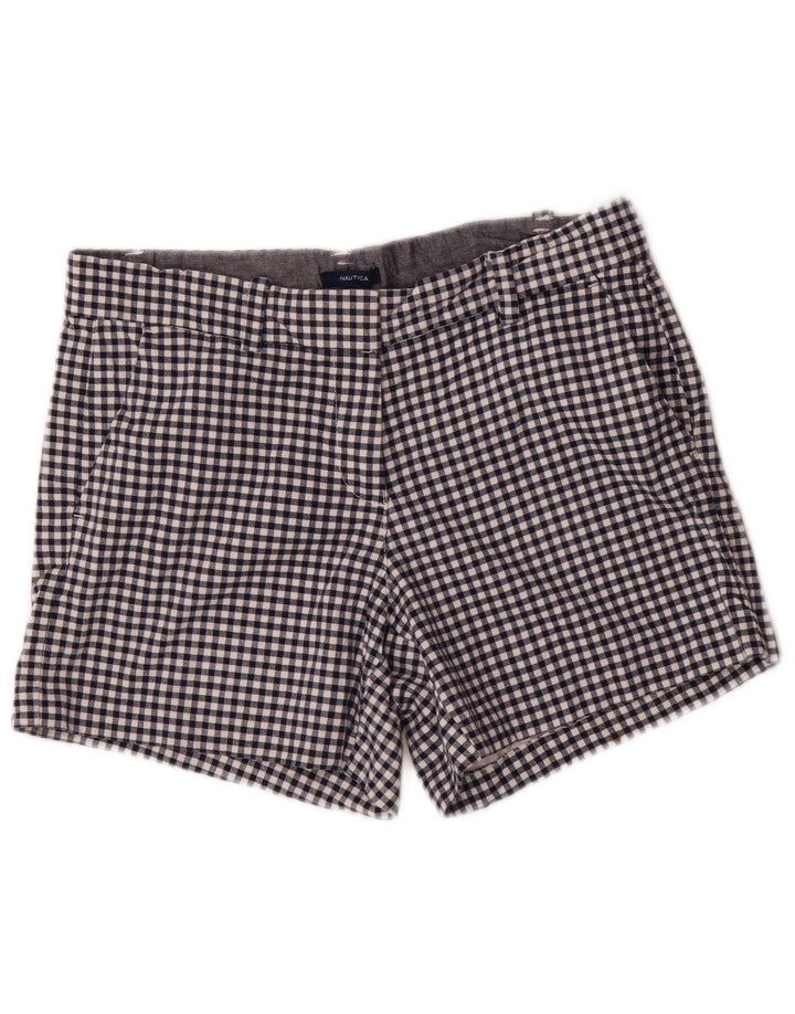 NAUTICA Womens Chino Shorts US 6 Medium W32 Navy Blue Gingham Cotton
