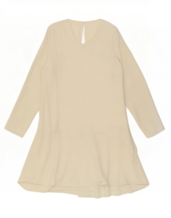 Zara Womens Trafaluc Long Sleeve A-Line Dress UK 6 XS Off White Polyester