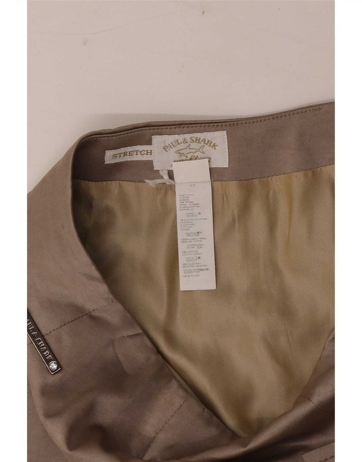 Paul & Shark Womens Stretch Pleated Skirt IT 42 Medium W28  Brown Cotton
