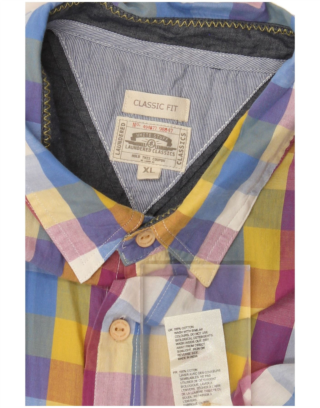 White Stuff Mens Short Sleeve Classic Fit Shirt XL Multicoloured Gingham