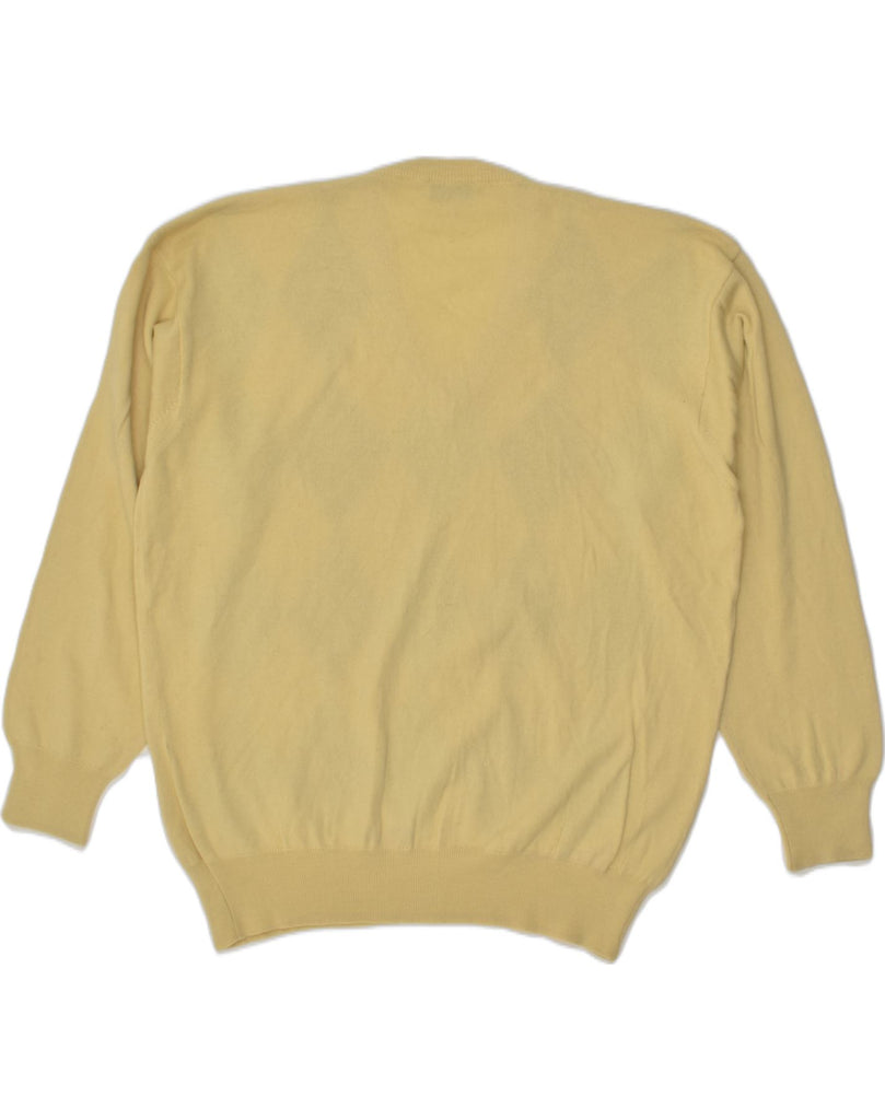 VALENTINO Mens V-Neck Jumper Sweater Large Yellow Argyle/Diamond | Vintage Valentino | Thrift | Second-Hand Valentino | Used Clothing | Messina Hembry 