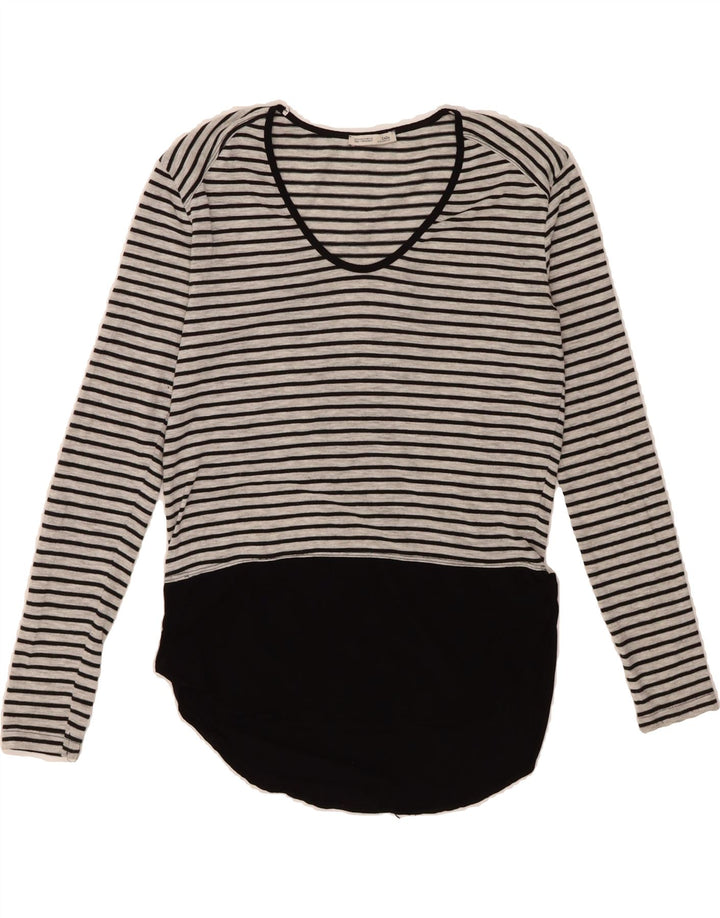 ZARA Womens Top Long Sleeve UK 12 Small Grey Striped Vintage Zara and Second-Hand Zara from Messina Hembry 