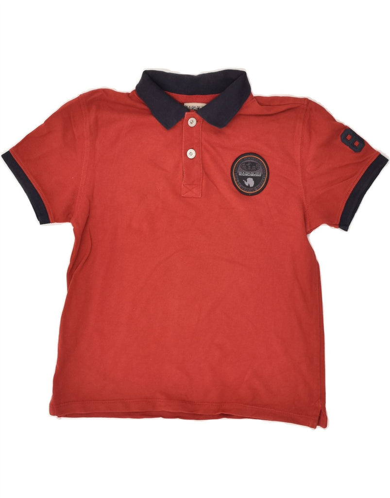 NAPAPIJRI Boys Graphic Polo Shirt 10-11 Years Red Cotton | Vintage Napapijri | Thrift | Second-Hand Napapijri | Used Clothing | Messina Hembry 