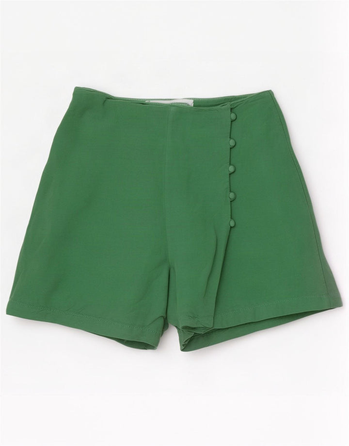 Zara Womens Casual Shorts Small W26 Green Linen
