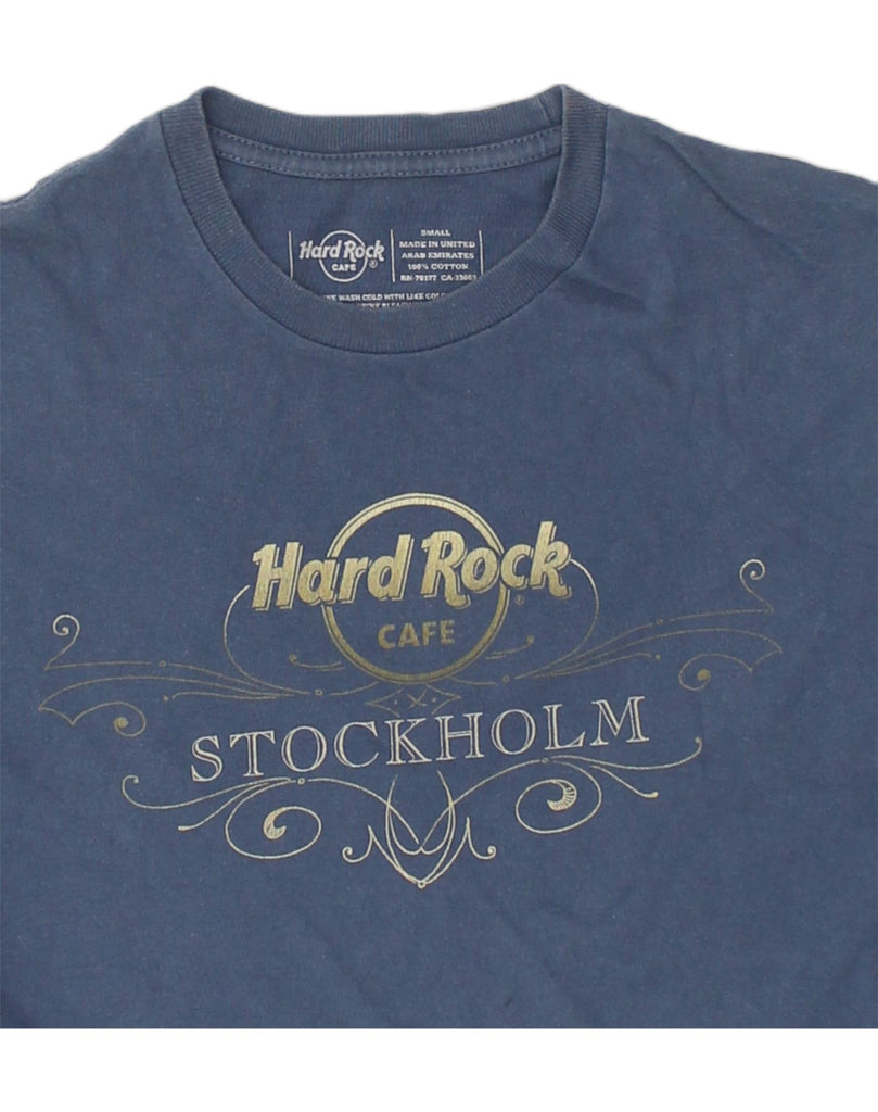 HARD ROCK CAFE Mens Stockholm Graphic T-Shirt Top Small Blue Cotton | Vintage Hard Rock Cafe | Thrift | Second-Hand Hard Rock Cafe | Used Clothing | Messina Hembry 