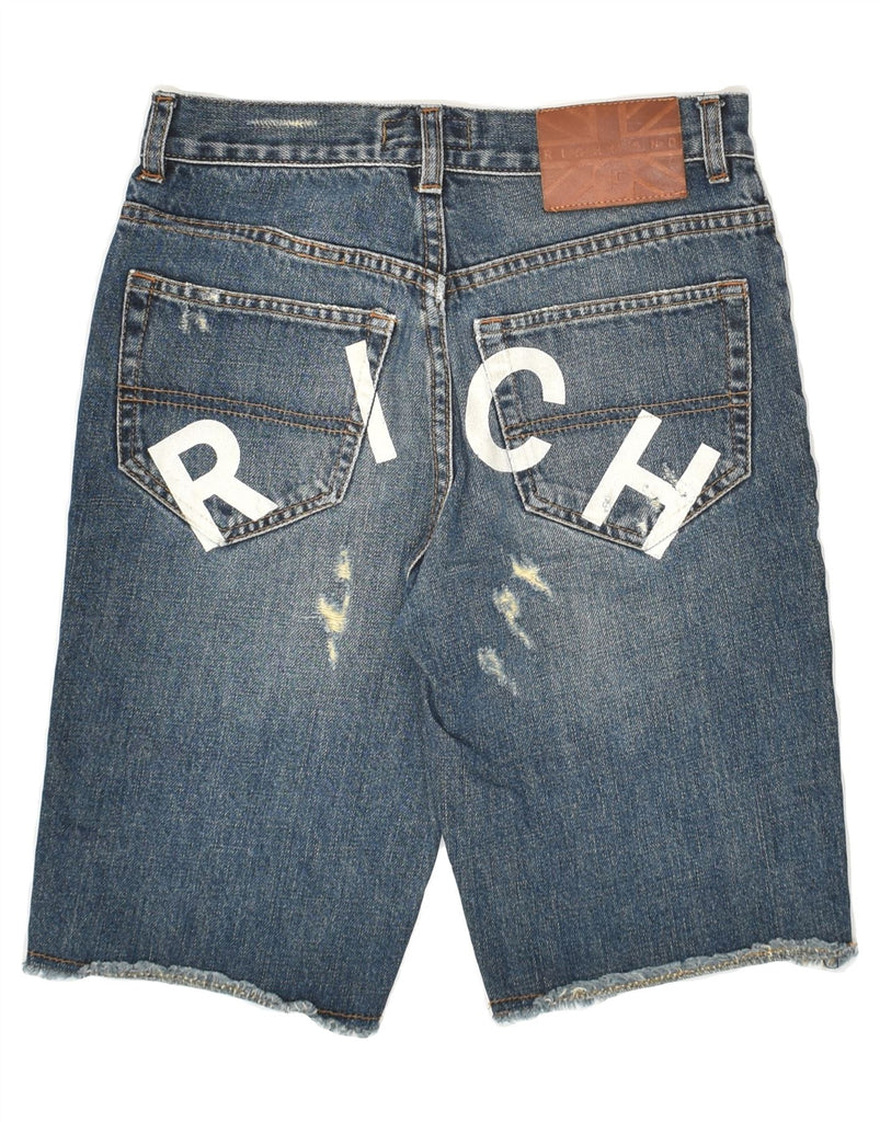 RICHMOND Boys Graphic Distressed Denim Shorts 9-10 Years W23 Blue Cotton | Vintage Richmond | Thrift | Second-Hand Richmond | Used Clothing | Messina Hembry 
