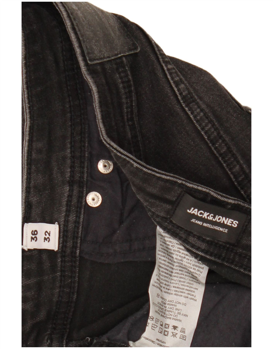 JACK & JONES Mens GLENN Slim Jeans W36 L32  Black Cotton