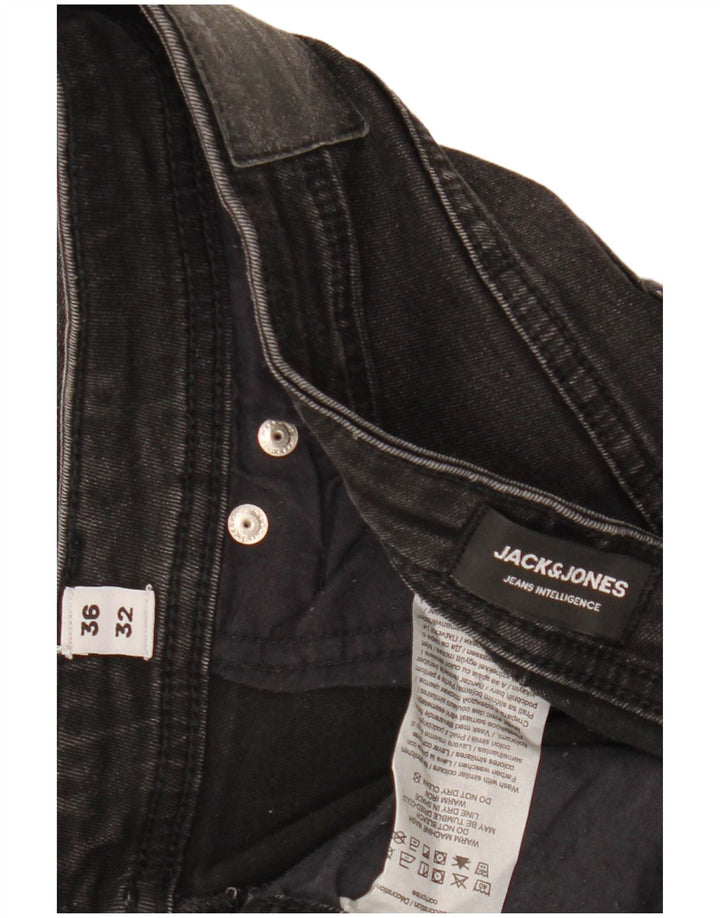 JACK & JONES Mens GLENN Slim Jeans W36 L32  Black Cotton