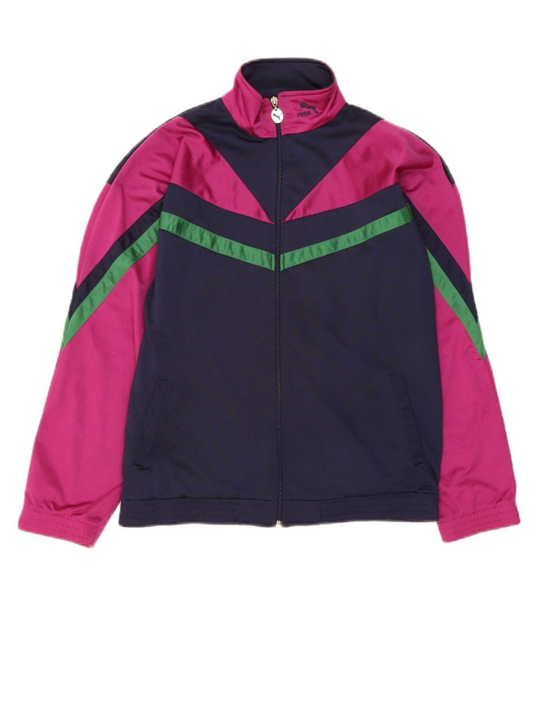 PUMA Girls Tracksuit Top Jacket 15-16 Years Pink Colourblock Polyester